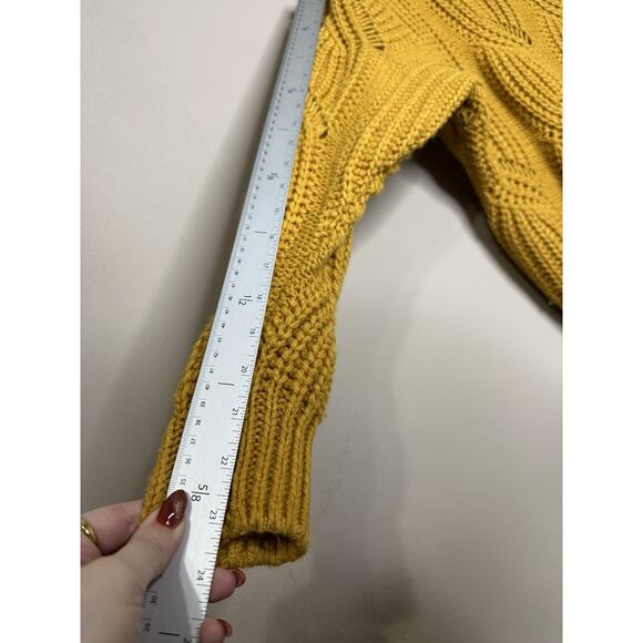 H&M Chunky Knit Turtleneck Wool Blend Sweater Size S Mustard Yellow - Picture 6 of 8
